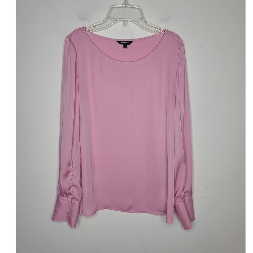 Express pink long sleeve blouse with button details - medium